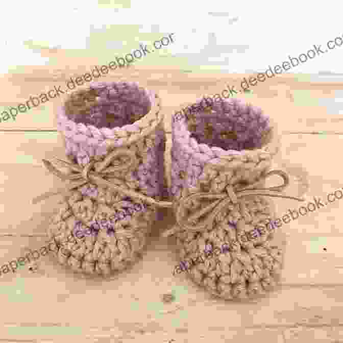 A Pair Of Crocheted Baby Booties In A Soft Pink Color With A Cute Button Detail. One Day Crocheting Projects For Babies: Over 15 Crochet Projects For Babies To Play Wear Snuggle (one Day Crochet Projects Crocheting Knitting Cross Crochet Patterns Baby Crochet 1)