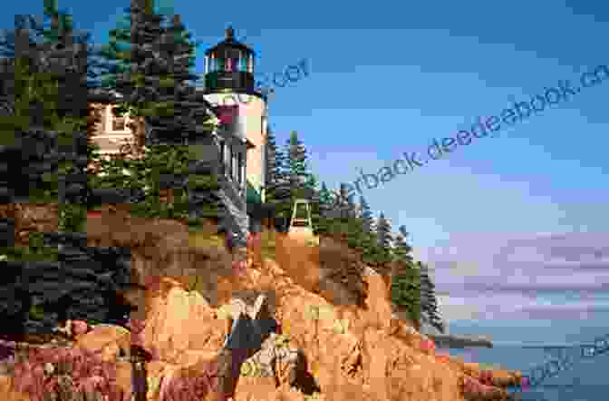 A Stunning Photograph Of The Iconic Bar Harbor Lighthouse, Its White Tower Rising Majestically Against A Vibrant Blue Sky. Lighthouses Of Bar Harbor And The Acadia Region (Images Of America)