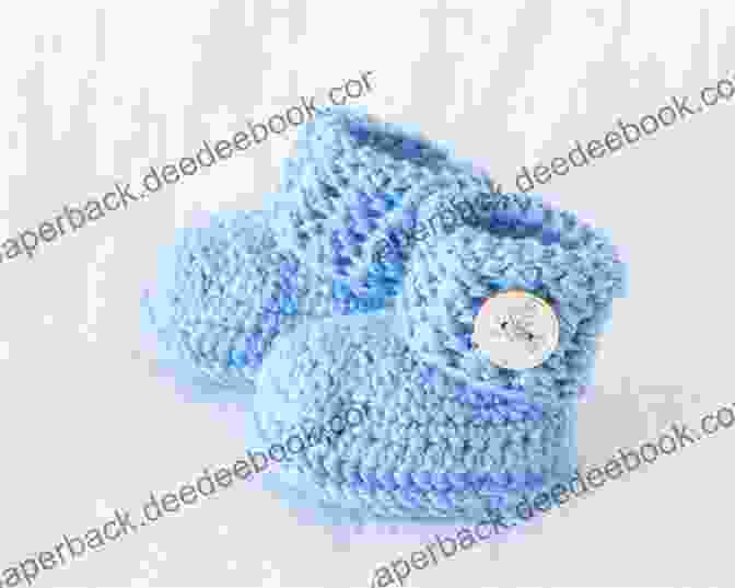 Crochet Baby Booties In Blue And White With A Button Closure Crochet Patterns For Baby Items: Baby Crochet Patterns For Beginners To Advaced