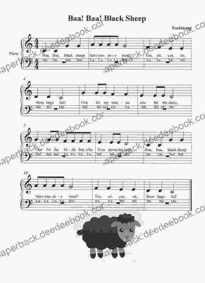 Musical Notes For 'Baa, Baa, Black Sheep' Arranged For Upper Elementary Piano. 26 Children S Songs Arranged By Dennes Agay For Upper Elementary Piano