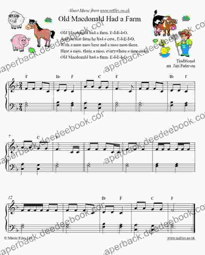 Musical Notes For 'Old MacDonald Had A Farm' Arranged For Upper Elementary Piano. 26 Children S Songs Arranged By Dennes Agay For Upper Elementary Piano