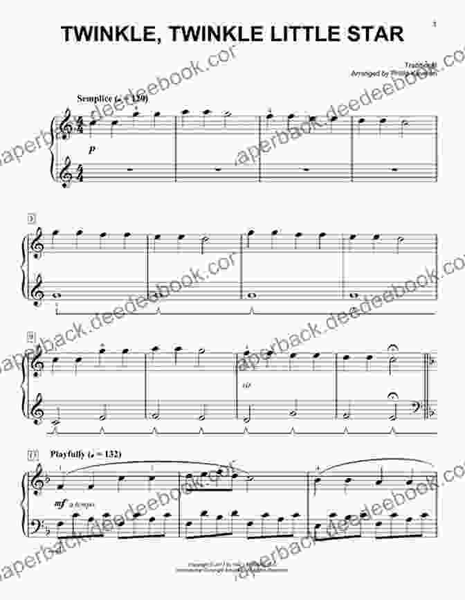 Musical Notes For 'Twinkle, Twinkle, Little Star' Arranged For Upper Elementary Piano. 26 Children S Songs Arranged By Dennes Agay For Upper Elementary Piano